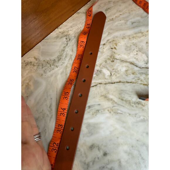 Frye Leather Flat Belt Cognac Brown S/M
